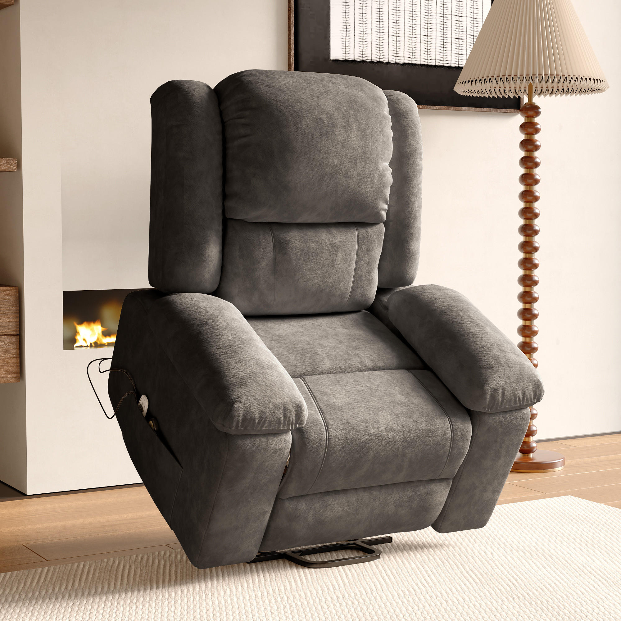 FERNSEHSESSEL Massagesessel Elektrisch mit Liege- & Wärmefunktion, Grau - Grau, Metall (102/106/93cm)