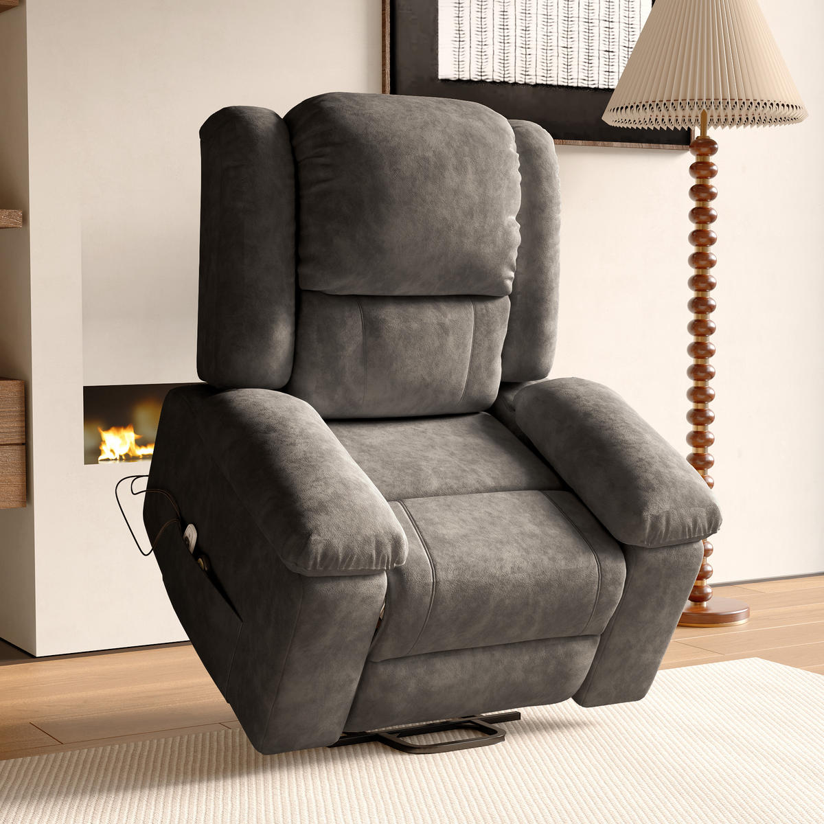 FERNSEHSESSEL Massagesessel Elektrisch mit Liege- & Wärmefunktion, Grau - Grau, Metall (102/106/93cm)