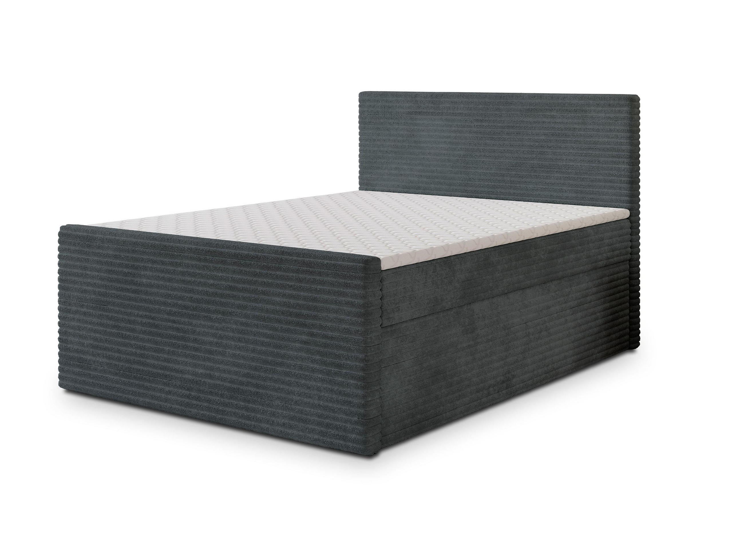 BOXBETT NOLEN 160x200 cm mit Matratze und Topper - Grau - Grau, Holz (160/200cm) - MASSENO