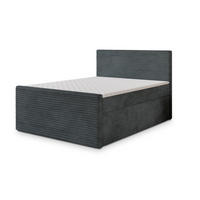 BOXBETT NOLEN 160x200 cm mit Matratze und Topper - Grau - Grau, Holz (160/200cm) - MASSENO