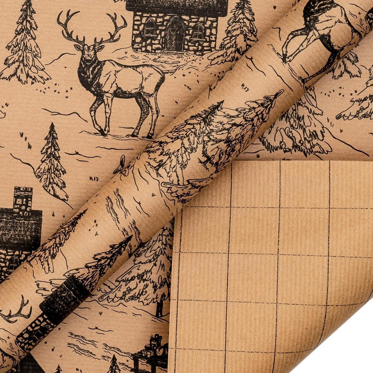 GESCHENKPAPIER 4 Rollen Kraft-Weihnachtslandschaft 43,5 x 305 cm - Braun, Papier (4/44/15cm)