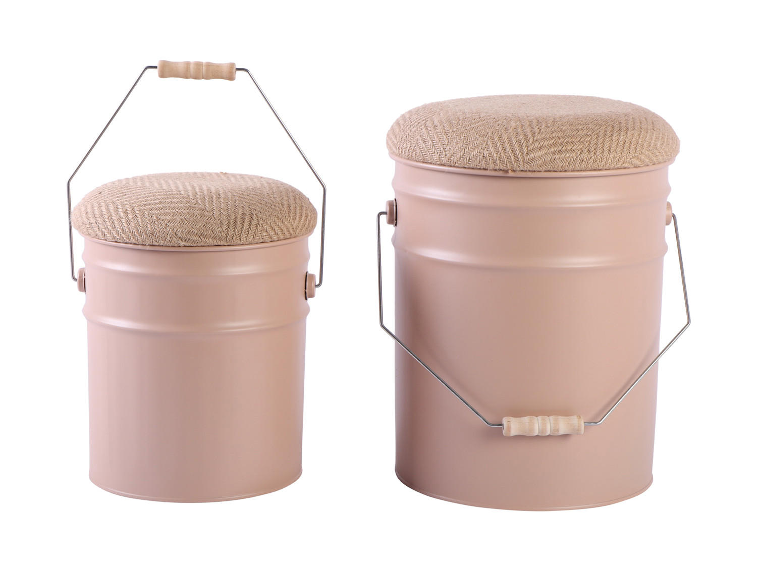 HOCKER Set Buckets 31/31/39 cm - Braun, Metall (31/39/31cm) - Leitmotiv