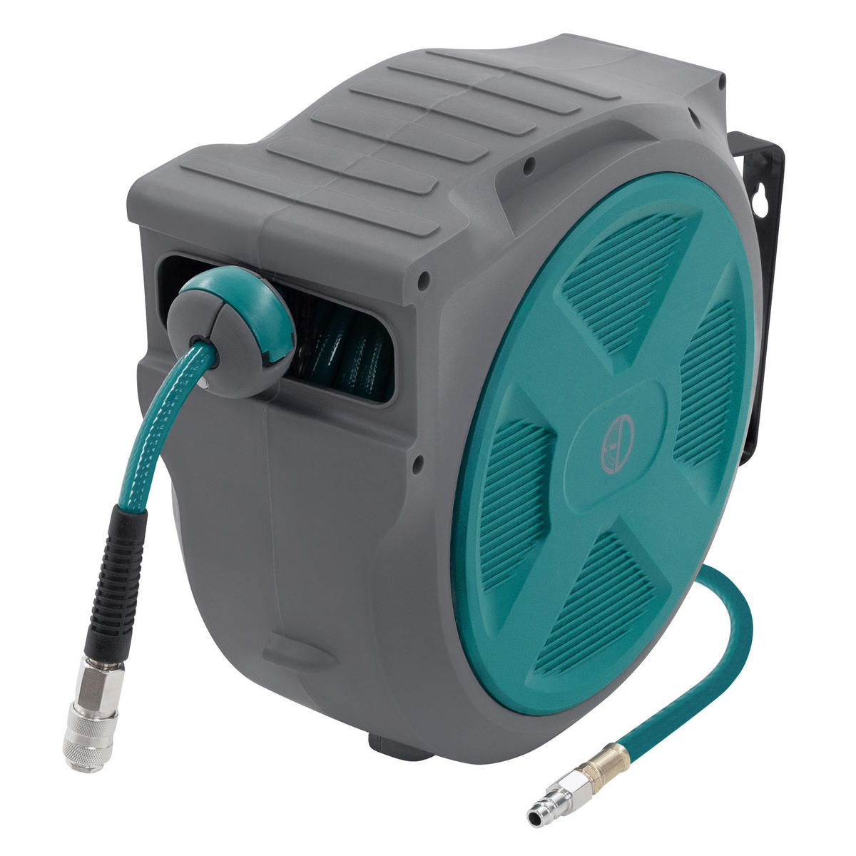 DRUCKLUFTSCHLAUCHTROMMEL 20m+2m - Grau, Kunststoff (17/34.5/47cm) - ECD-Germany