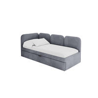 EINZELLBETT Jugendbett mit Bettkasten, Rechts - ALVY 80x200 Grau - Grau, Holzwerkstoff/Textil (80/200cm) - ALTDECOR