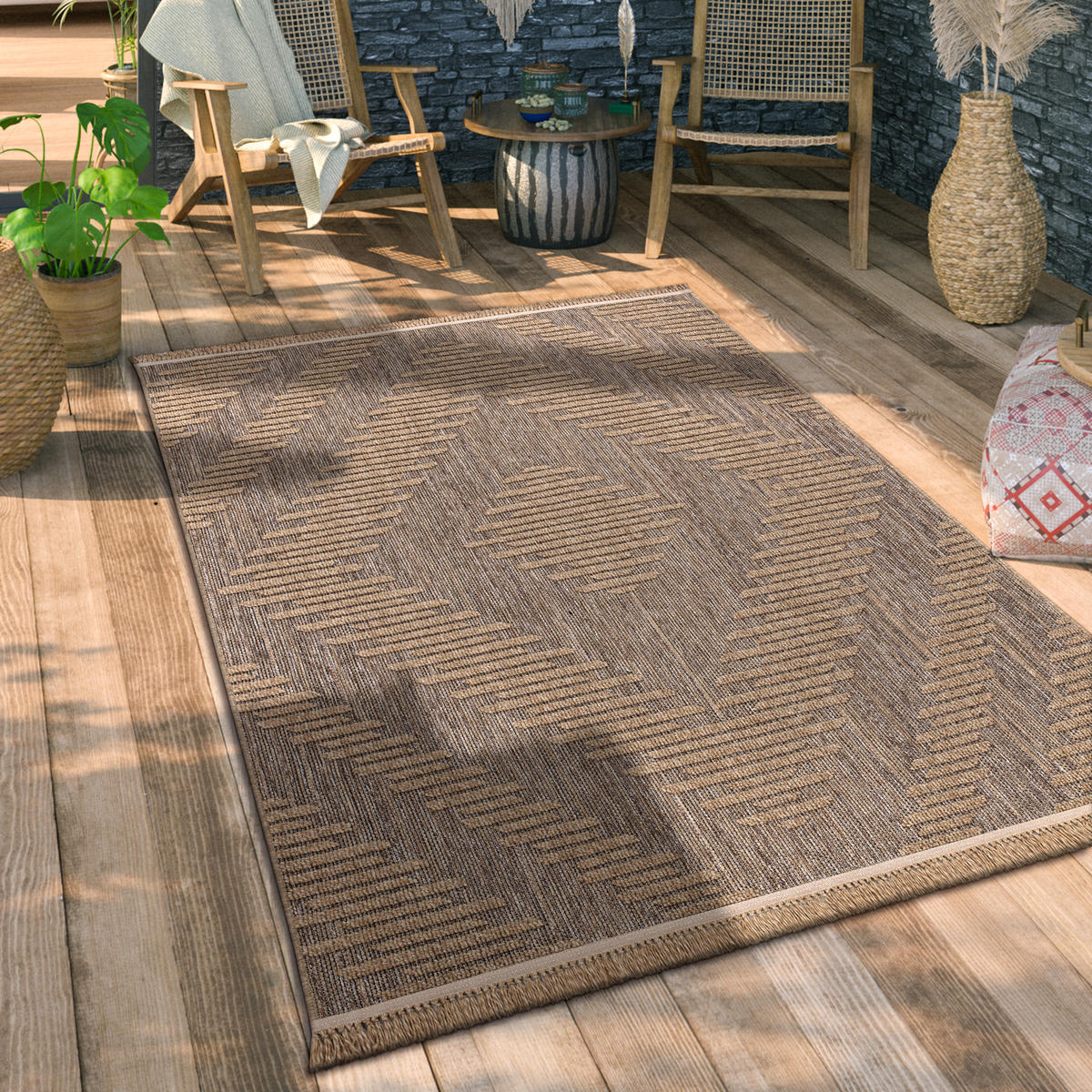OUTDOORTEPPICH 160/220 cm Cologne 494 - Beige, Textil (160/220cm) - Paco Home