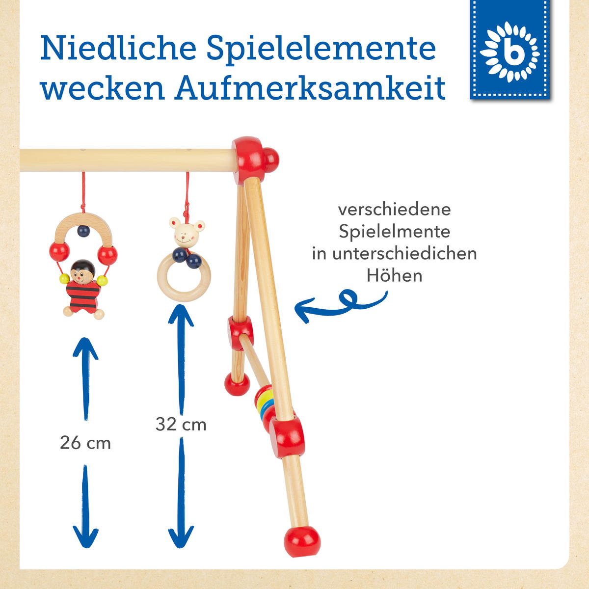 SPIELBOGEN aus Holz Babys - Rot, Holz (54/54cm) - Bieco Spielwaren