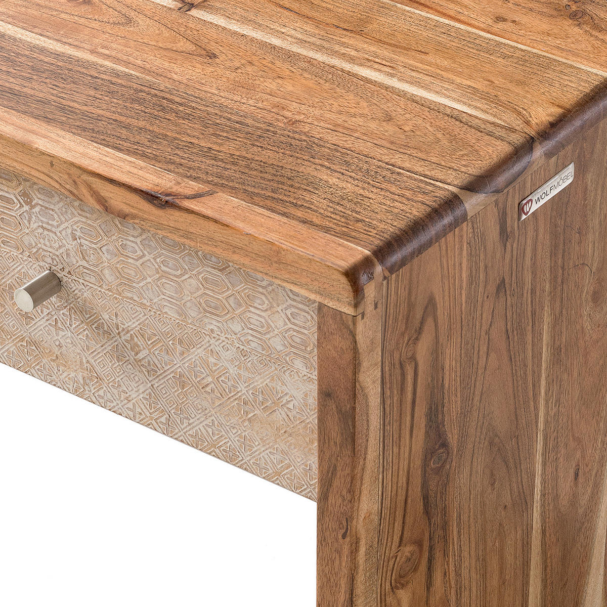 GARDEROBENBANK - Akazie massiv, Ecru / Akazie - Akaziefarben, Holz (90/45/40cm) - home24