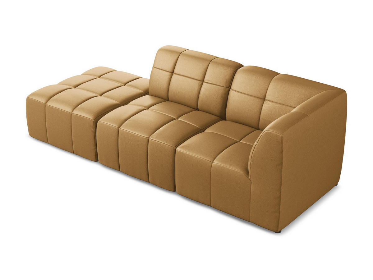ECKSOFA Links Kunstleder Braun - Cognac/Schwarz, Holzwerkstoff/Kunststoff (240/90cm) - Makamii