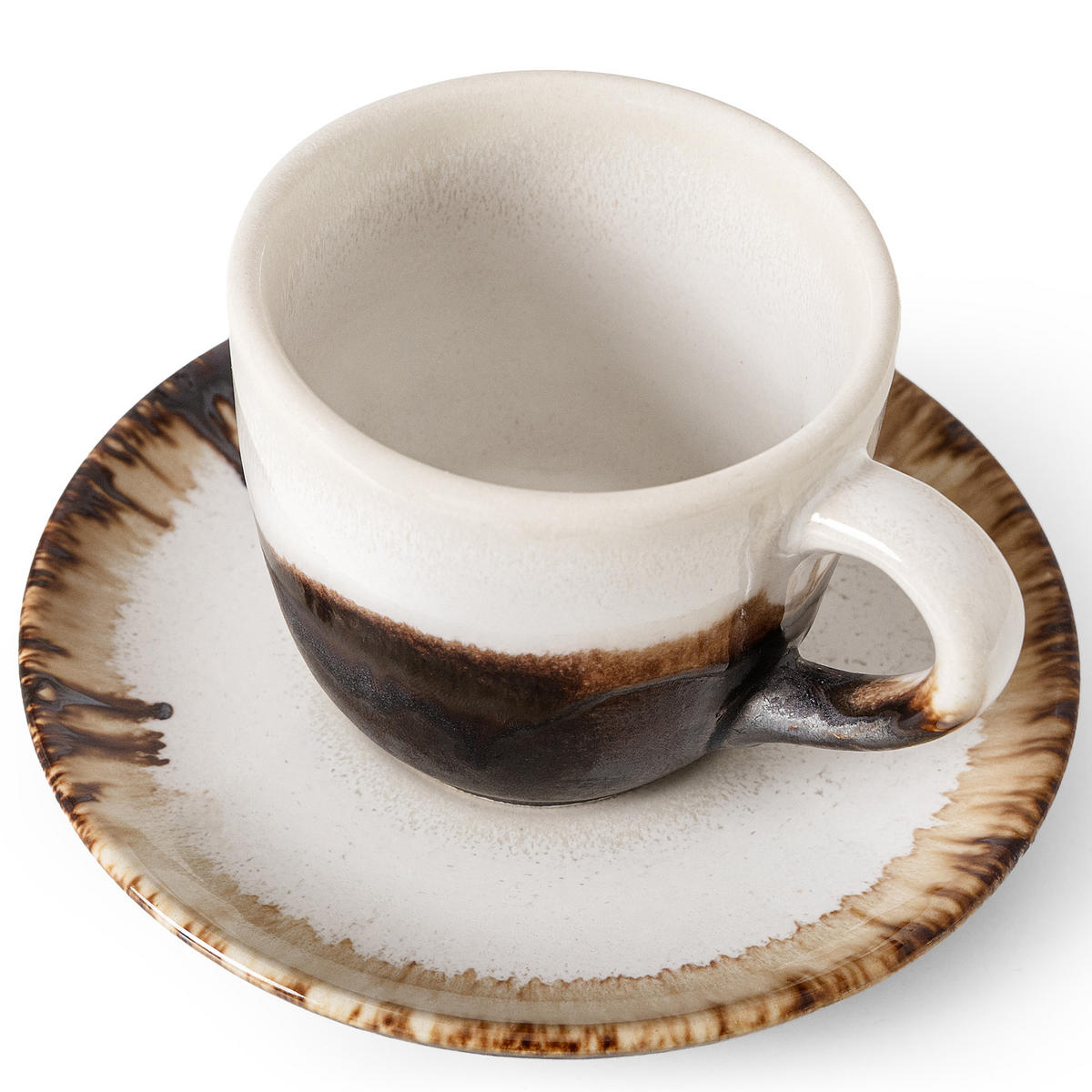 KAFFEETASSE PRIMA, mit Untertasse, 6-tlg, Hellbeige - Beige, Keramik (11/7/9cm) - KONSIMO®