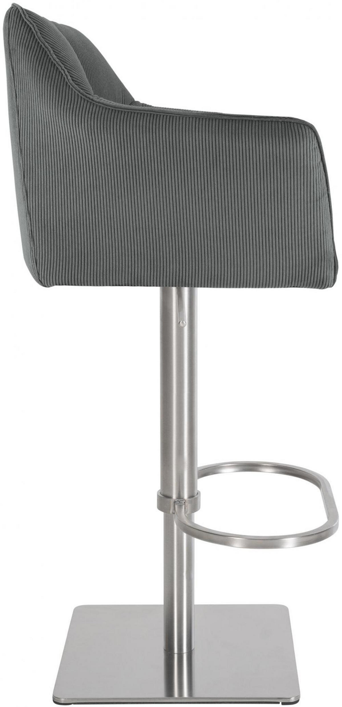 BARHOCKER Cord Grau - Edelstahlfarben/Grau, Textil/Metall (64/88/45cm) - CLP