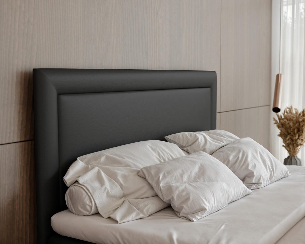BOXBETT NERO 200/200 cm mit Matratze und Topper, Schwarz - Schwarz, Holzwerkstoff/Textil (200/200cm) - Idohome