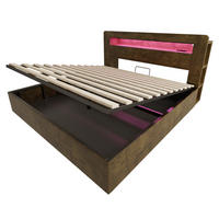 POLSTERBETT 180/200 cm Holzfarbe mit Hydraulische Aufbewahrungsfunktion und LED-Kopfteil - Eichefarben, Holz (180/200cm) - Oxeza
