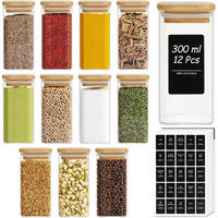 GEWÜRZGLÄSER 12-teiliges Set 300 ml Glas mit Holzdeckel - Multicolor, Glas (6/12.6/6cm)