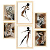 POSTER Set Mit 6 Weibliche Körpertugend Abstrakt Größe A3 & A4 Rahmen aus hellem Holz - Beige, Papier (29.7/1cm) - Nacnic