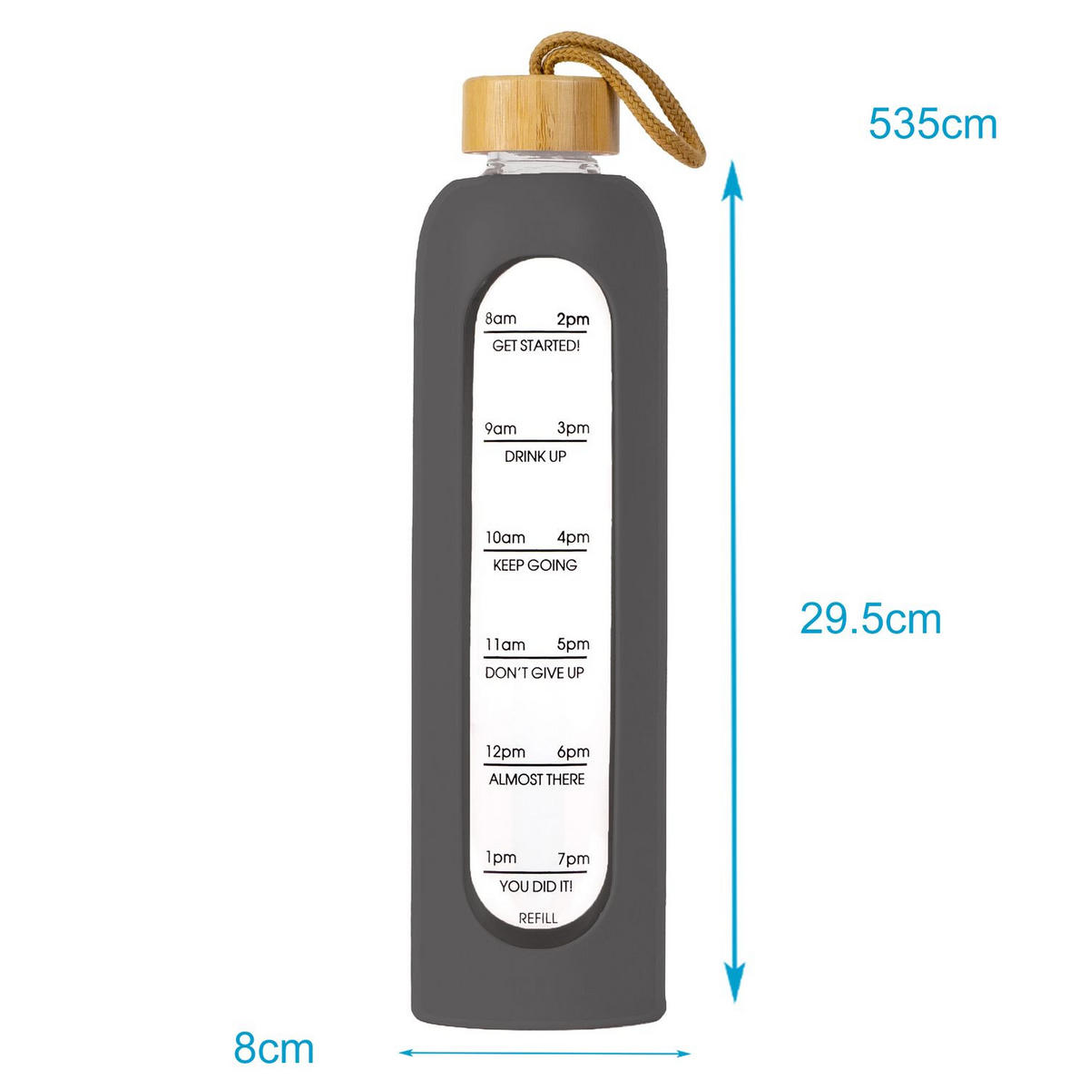 TRINKFLASCHE 900ml - Grau, Glas (0.9L) - Intirilife