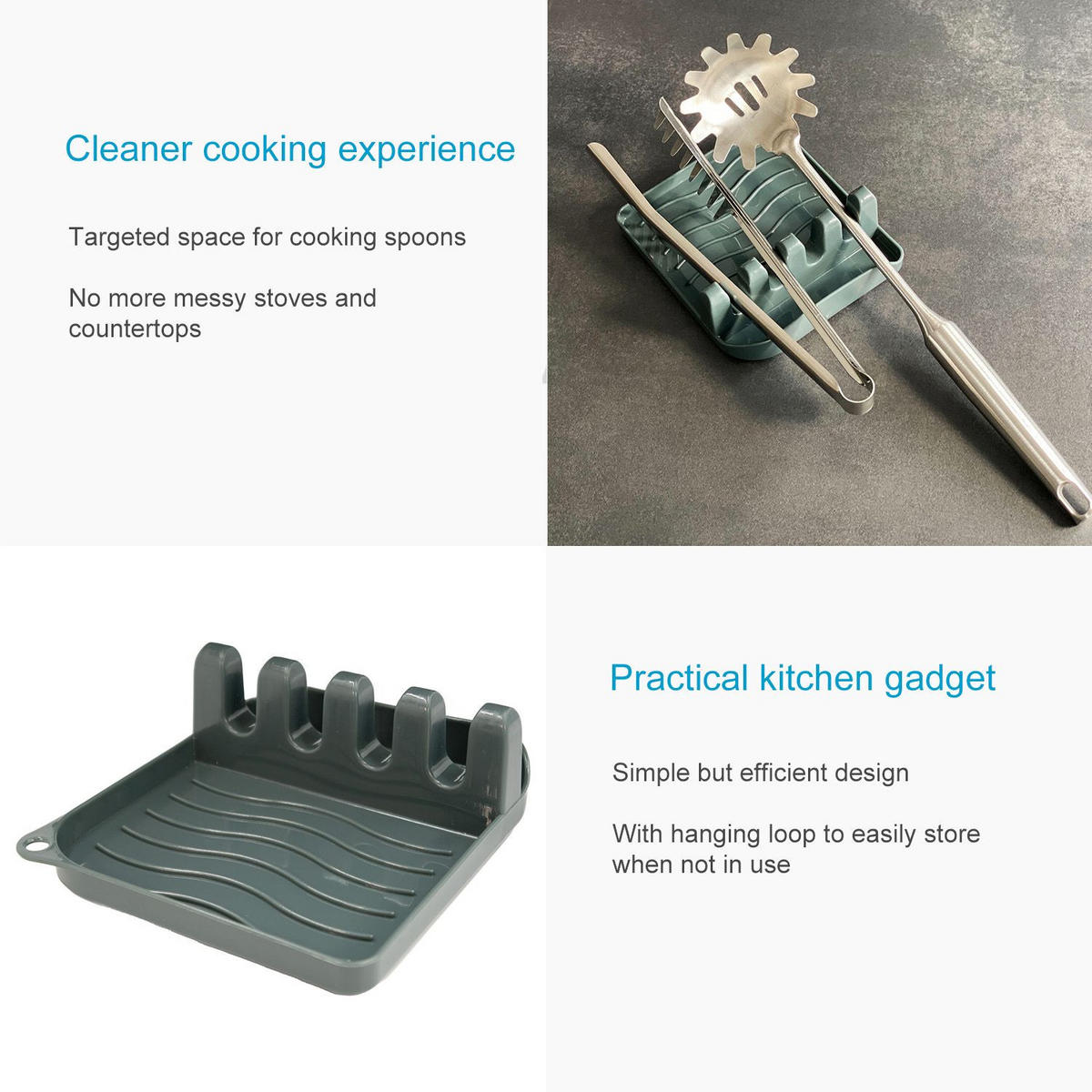 KOCHLÖFFELABLAGE - Grau, Kunststoff (12.5/4.8/14cm) - Intirilife