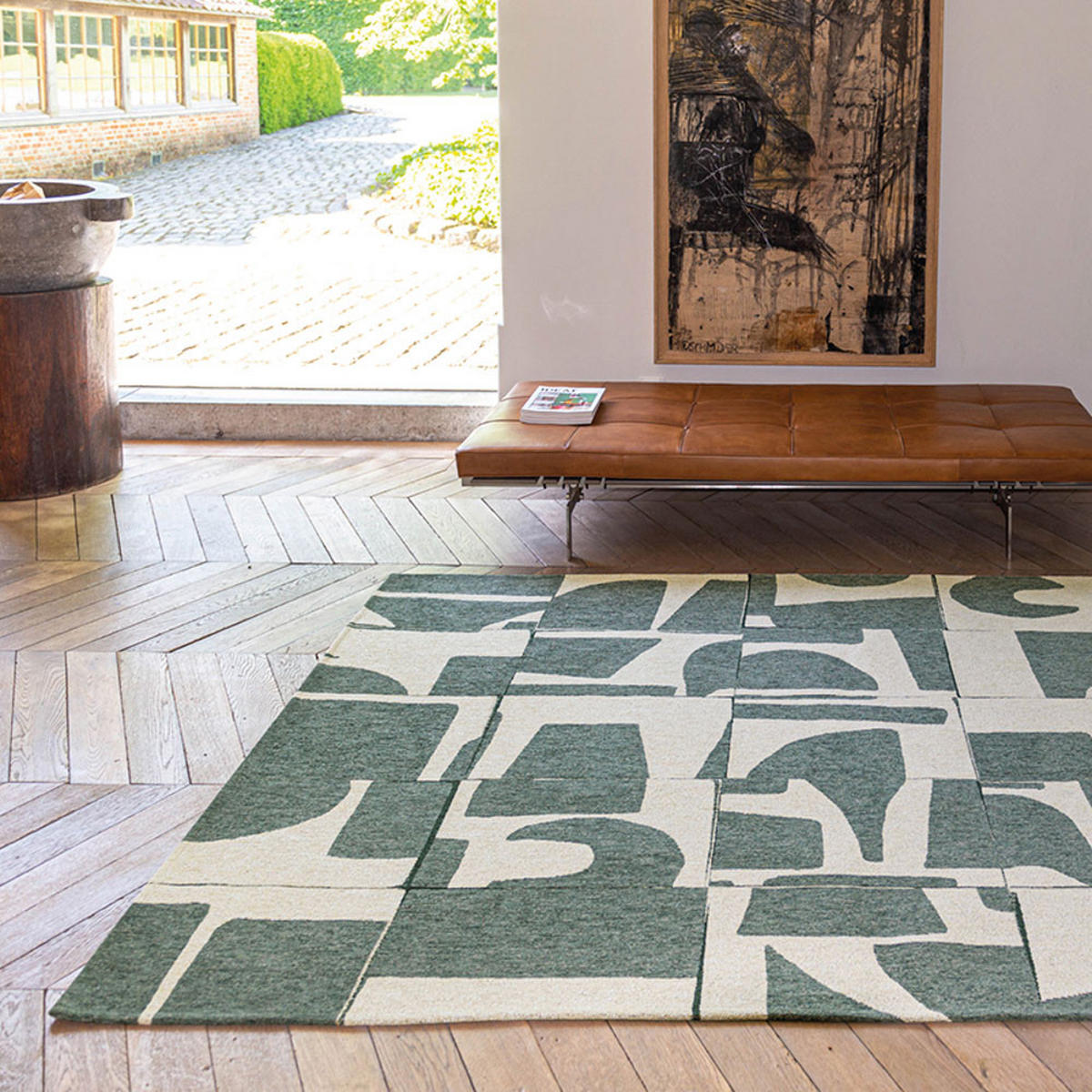 TEPPICH Sea Spray Craft Papercut 80/150 cm - Grün, Textil (80/150cm) - Louis De Poortere