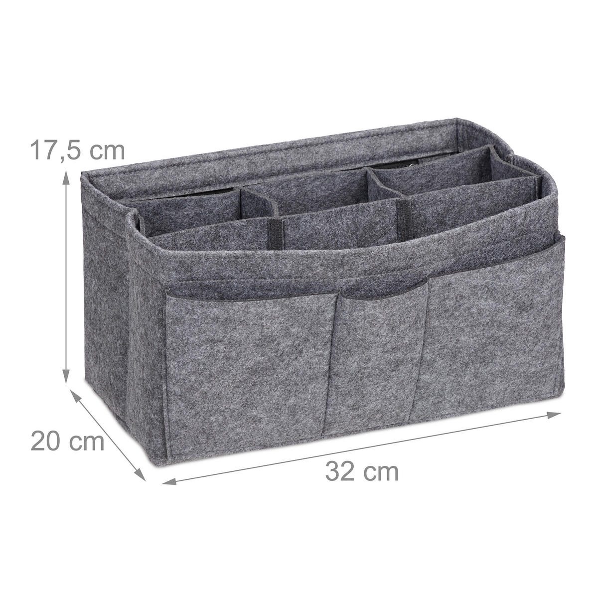 TASCHENORGANIZER - Grau, Textil (32/17.5/20cm) - Relaxdays