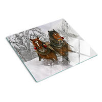 GLASPLATTE 60x52 cm Schlittenfahrt - Dunkelbraun, Glas (60/52cm) - TULUP
