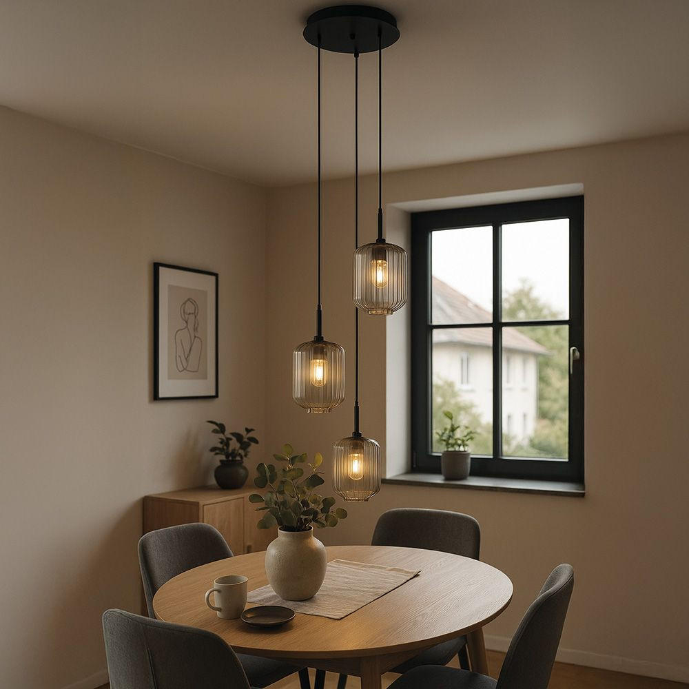 GALERIELEUCHTE Velo 3-flammig Rauch Ø 25 cm - Anthrazit/Weiß, Glas (25/25/27cm) - s.luce