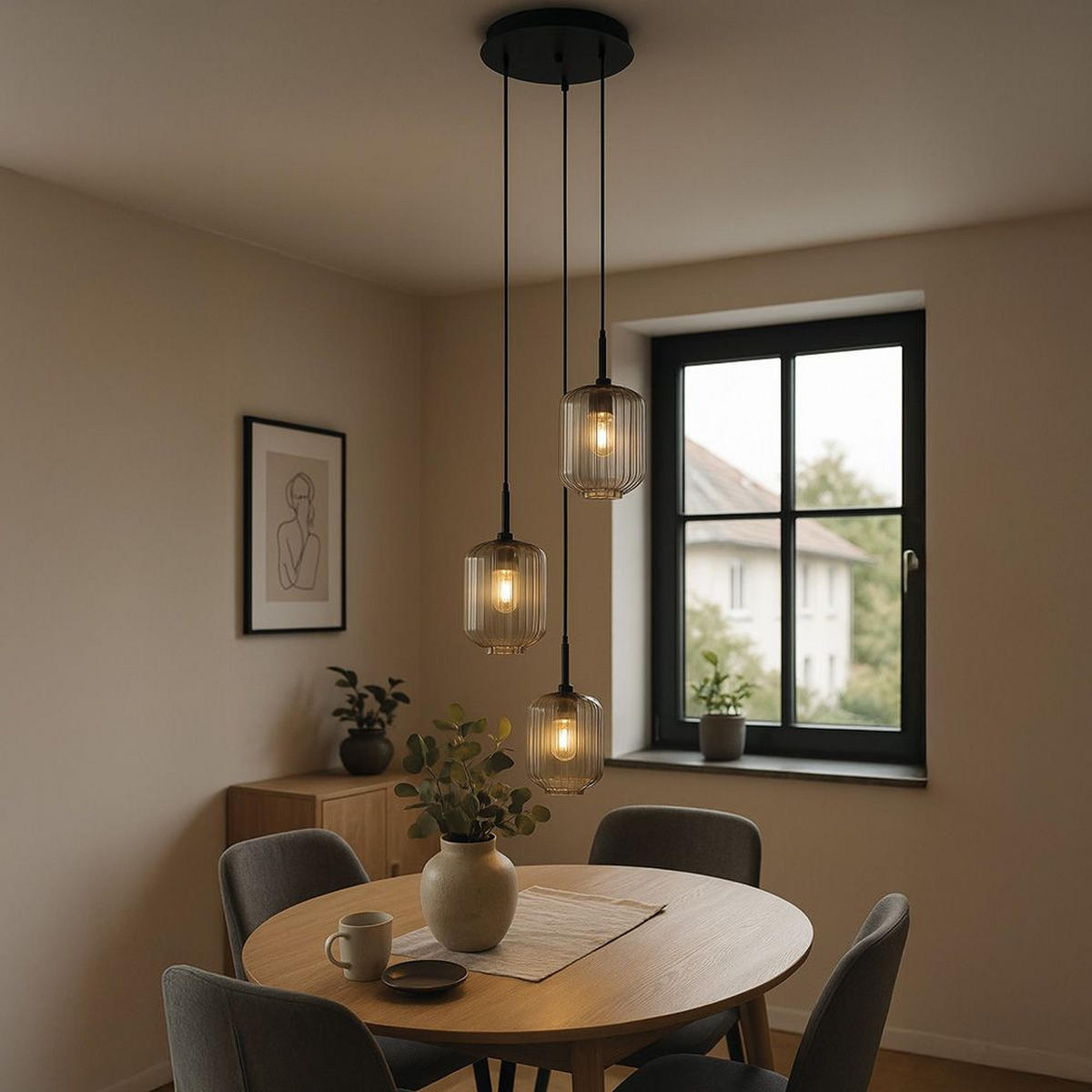 GALERIELEUCHTE Velo 3-flammig Mehrfarbig Ø 25 cm - Multicolor/Weiß, Glas (25/25/27cm) - s.luce