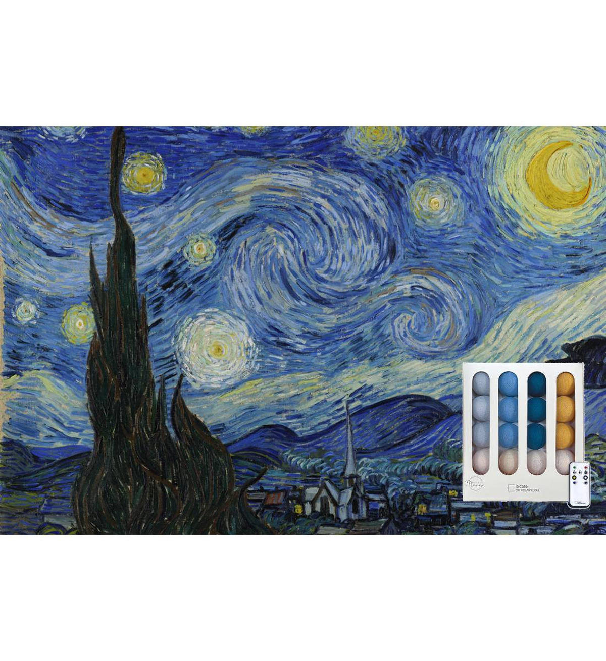LICHTERKETTE LED Boxen - Nuit Etoilée - Blau und Gelb - Dunkelblau, Textil (165cm) - La case du cousin paul