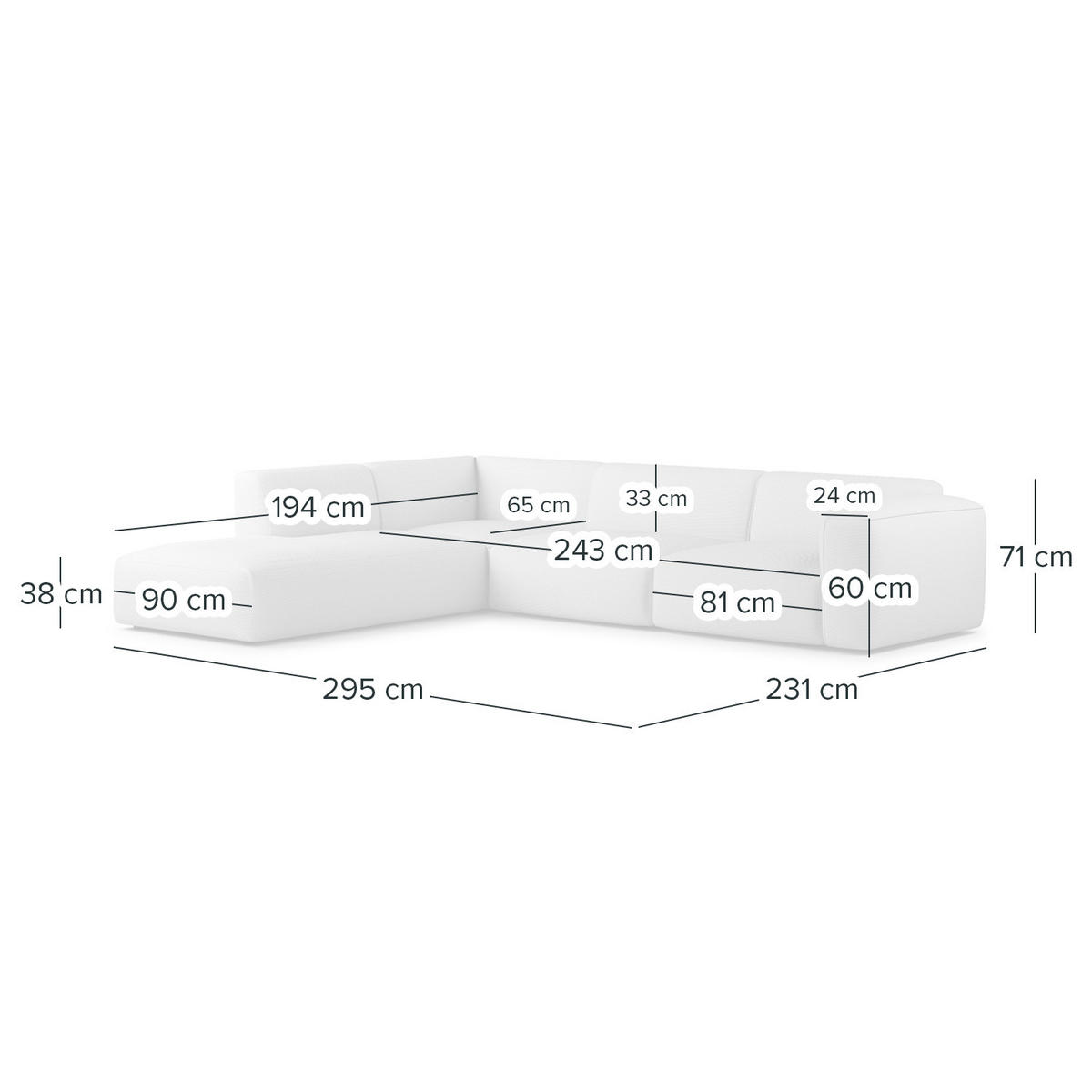 3-SITZER ECKSOFA mit Recamiere - Dunkelbraun/Schwarz, Leder/Kunststoff (295/231cm) - home24