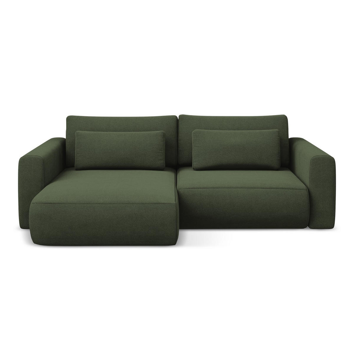 ECKSOFA mit Schlaffunktion Strukturstoff Stoff Grün - Schwarz/Olivgrün, Kunststoff/Textil (149/240cm) - LaMiaSofa
