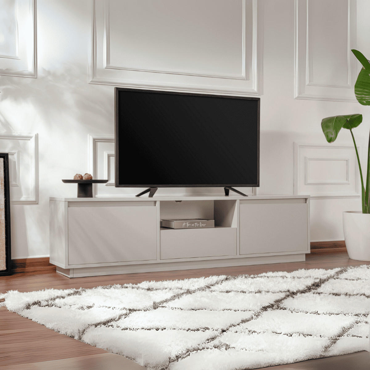 TV-MÖBEL mit 3 klappbaren türen und 1 offenem fach - vanguard 160/29,5/42 cm - Grau, Holzwerkstoff (29.5/42/160cm) - Calicosy