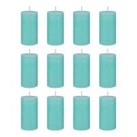 STUMPENKERZE (12er-Set) Rustic Ø6,8 x 13 cm - Türkis, Paraffin (7/13/7cm) - BUTLERS
