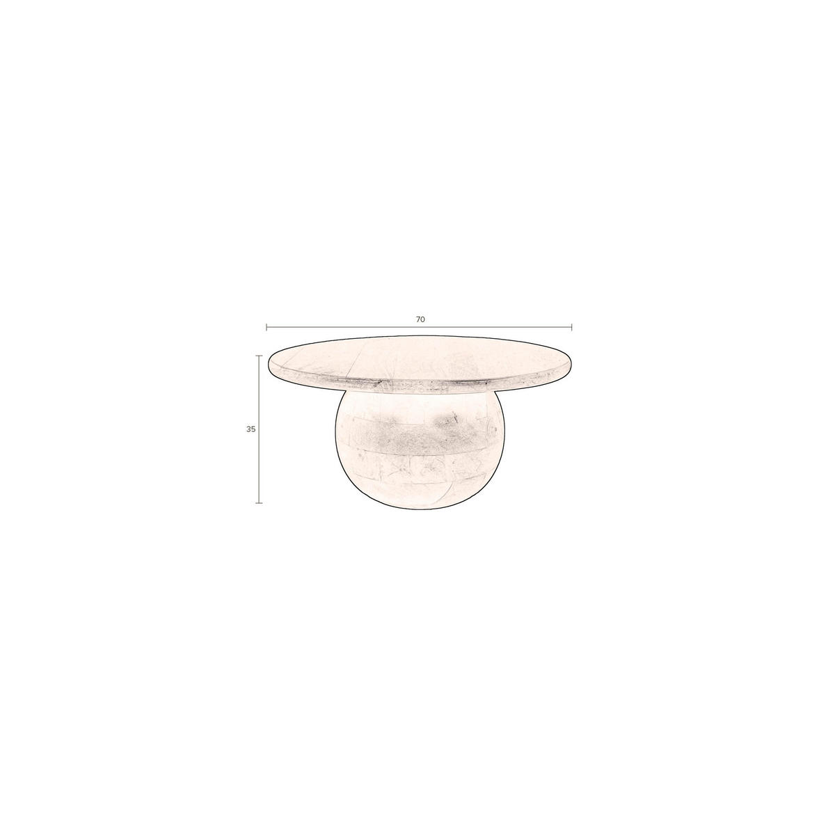 COUCHTISCH Oblivian Rund 70 cm - Braun, Holz (70/70/35cm) - Dutchbone
