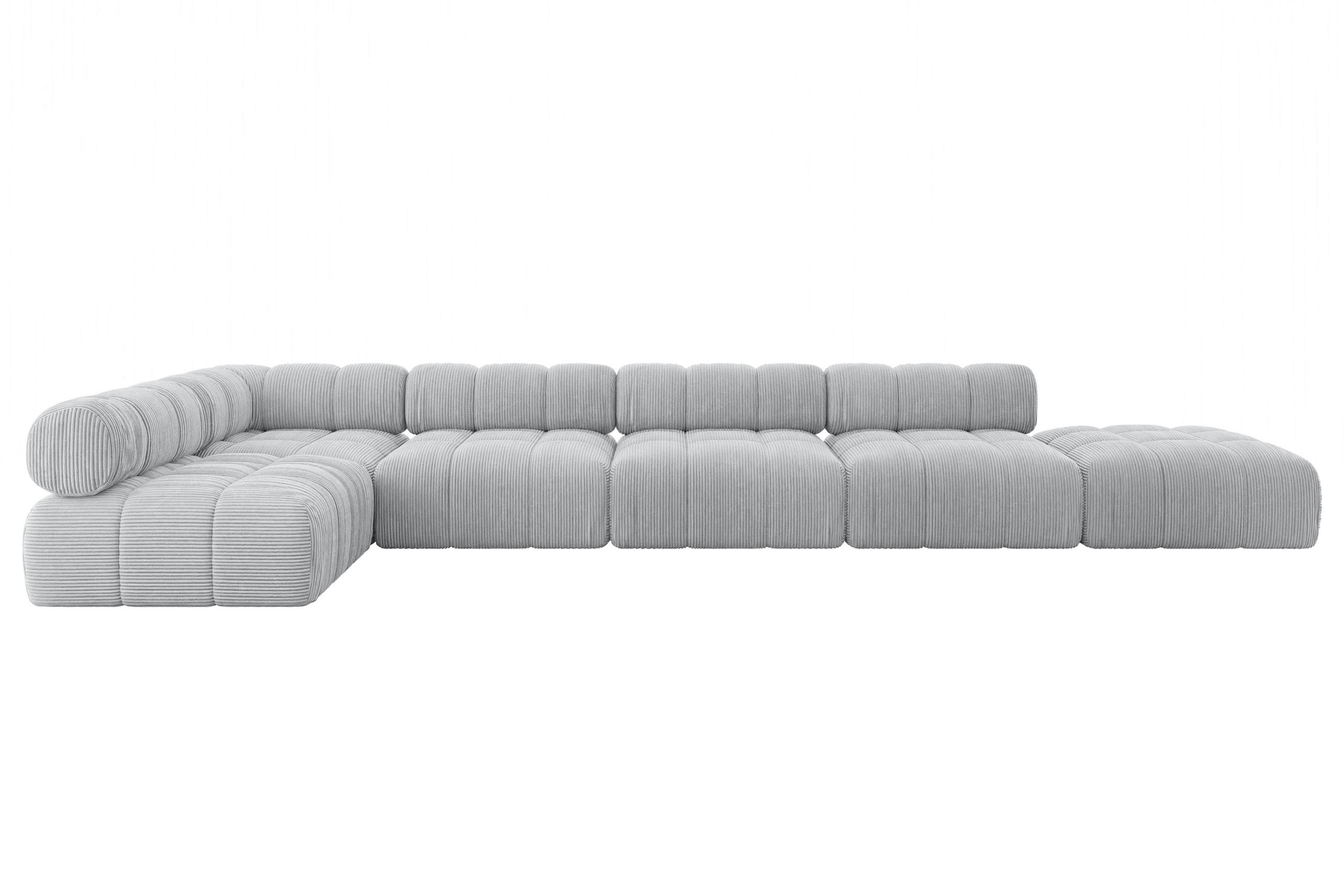 ECKSOFA modulares Sofa Favio-L3 - 475x190x70 cm Grau Cord - Grau, Holzwerkstoff/Textil (475/190cm) - ALTDECOR