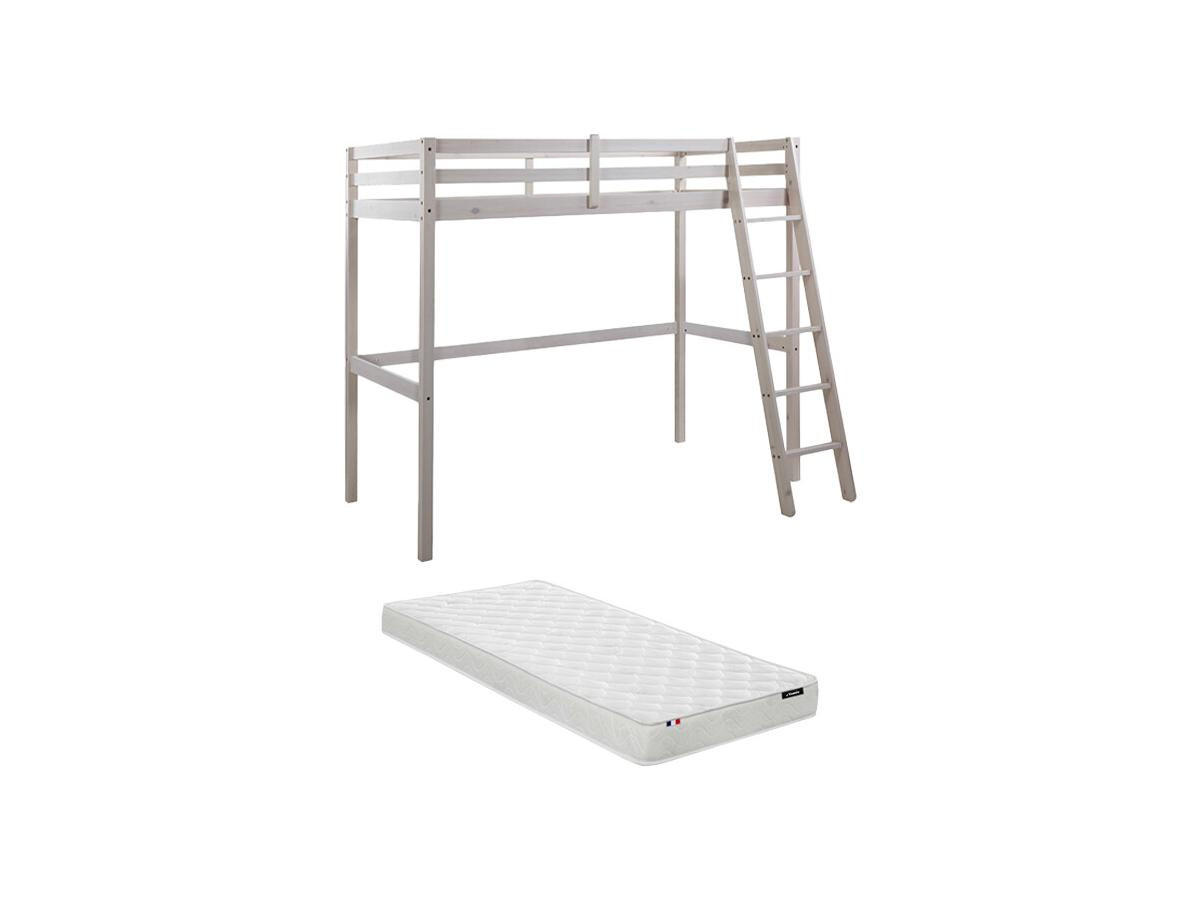 Vente-Unique Hochbett Weiß 90x190 cm