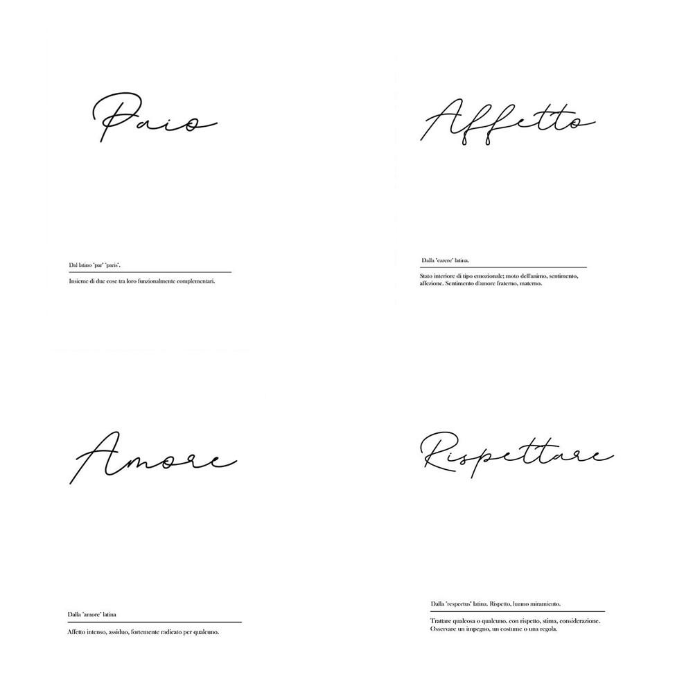 POSTER Set mit 4 Englisch ‚Le coppie‘ von Wörtern mit Definitionen A3 Rahmenlos - Klar, Papier (29.7/3cm) - Nacnic