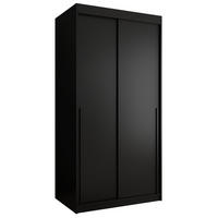 SCHIEBETÜRENSCHRANK 100 cm Breite, schwarz, mit schwarzem Griff - Schwarz, Holzwerkstoff (100/200/62cm) - Home Collective