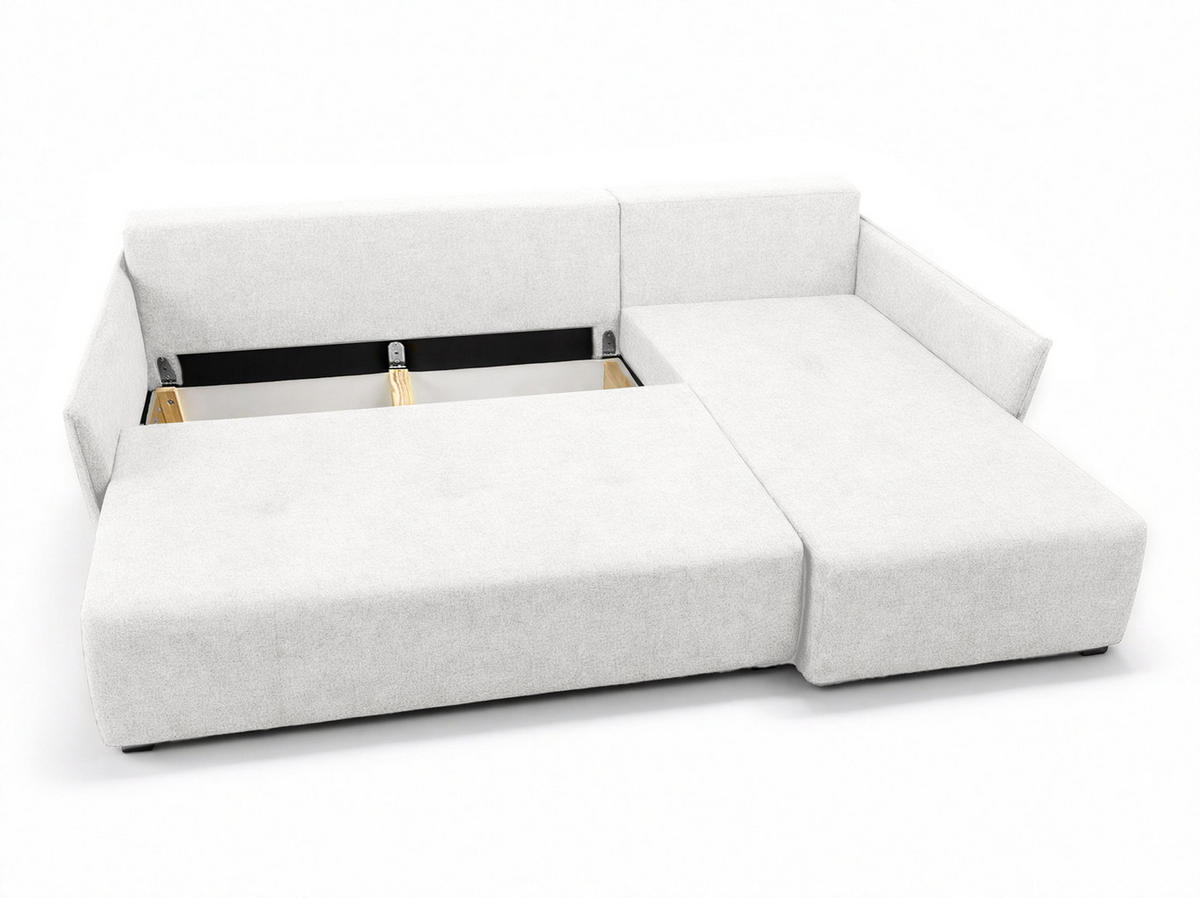 ECKSOFA L Form Damascus Weiß 212/143/88 cm Rechts mit Schlaffunktion - Schwarz/Weiß, Kunststoff/Textil (212/143cm) - AX Living