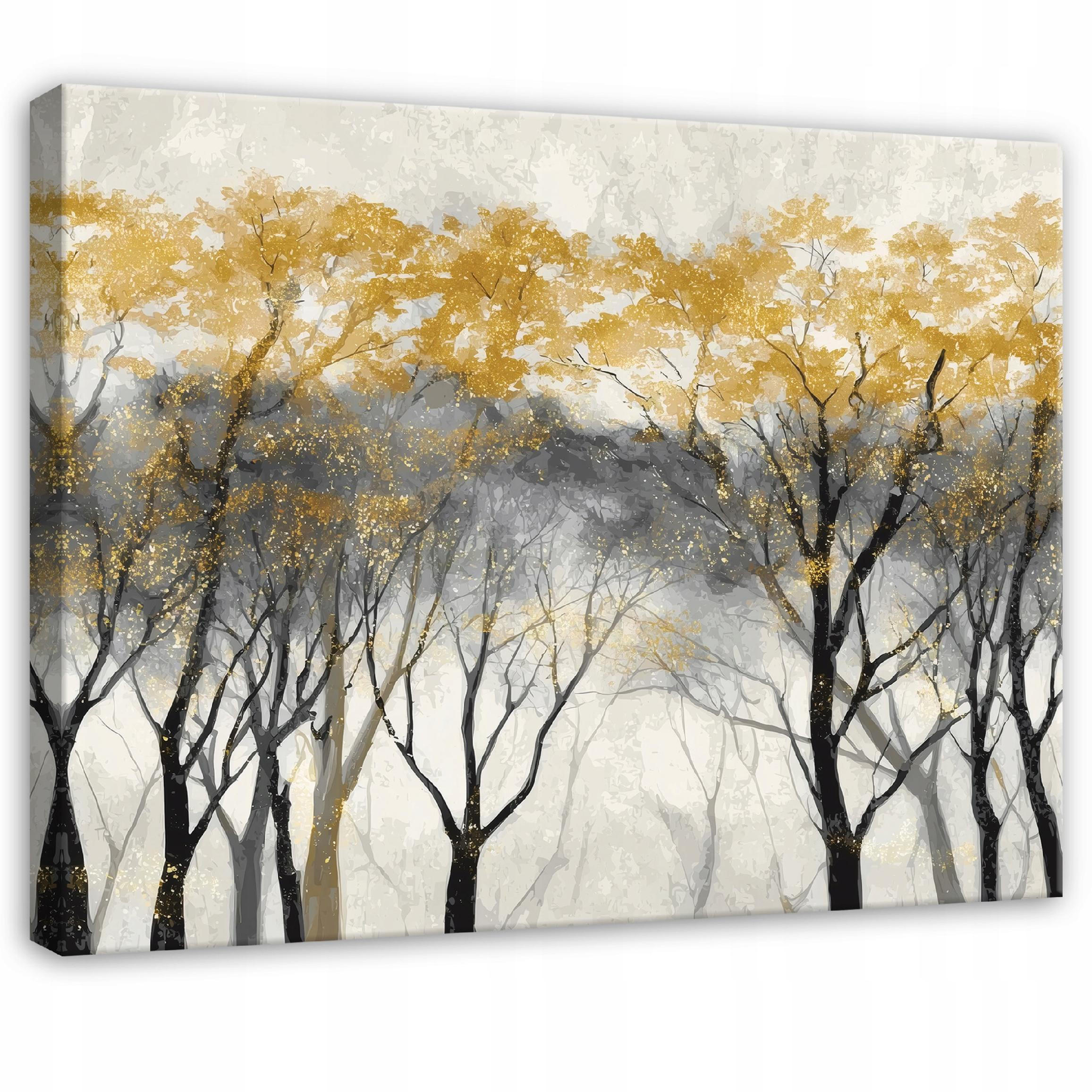 LEINWANDBILD Wald Bäume Golden 120x80 cm - Multicolor, Holzwerkstoff (120/80cm) - Wallarena