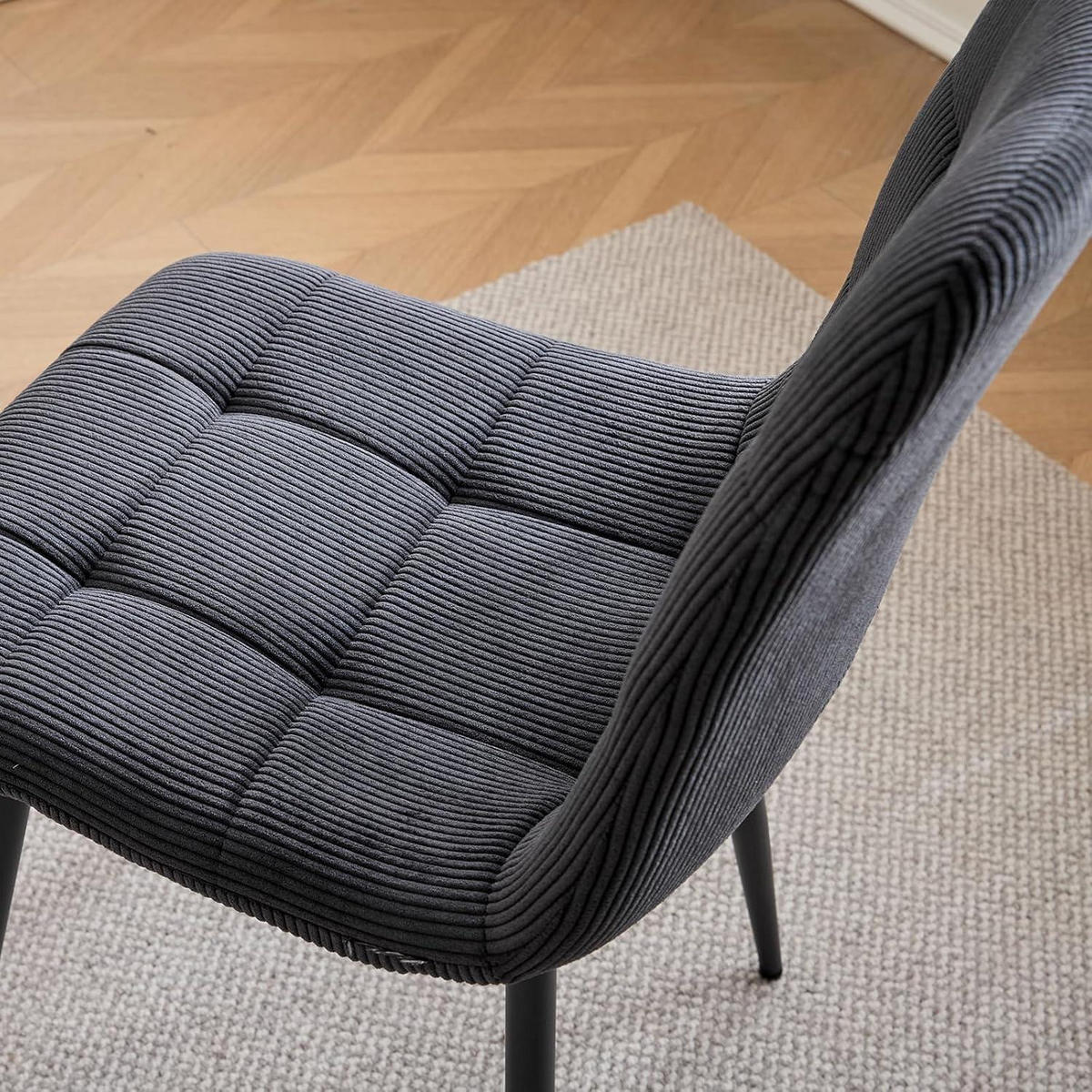 ESSZIMMERSTUHL 4er-Set Samt und Cord Grau/Schwarz - Multicolor, Textil (43/89.5/44cm)