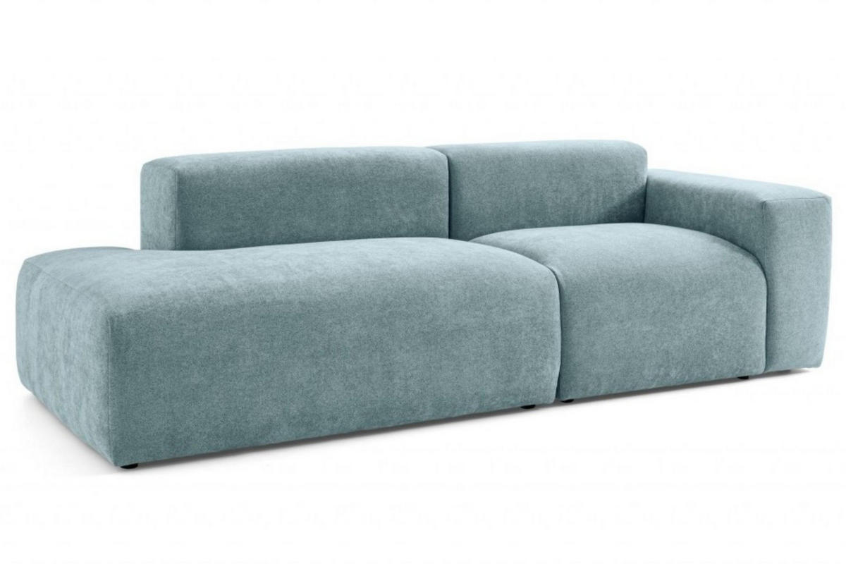 3-SITZER modulares Sofa HEAVEN SET 1 Links, Breite 255 cm Webstoff Blaugrau - Blaugrau/Schwarz, Holz/Kunststoff (255/71/102cm) - Muffo