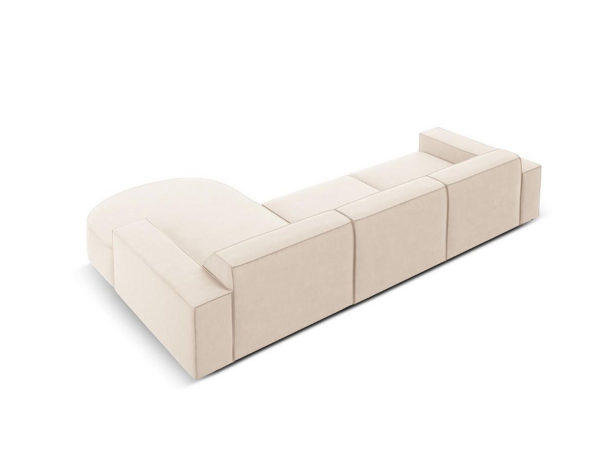 ECKSOFA rechts Jodie aus Samt leichtes beige 4 Sitzplätze - Beige, Textil (166/284cm) - Micadoni