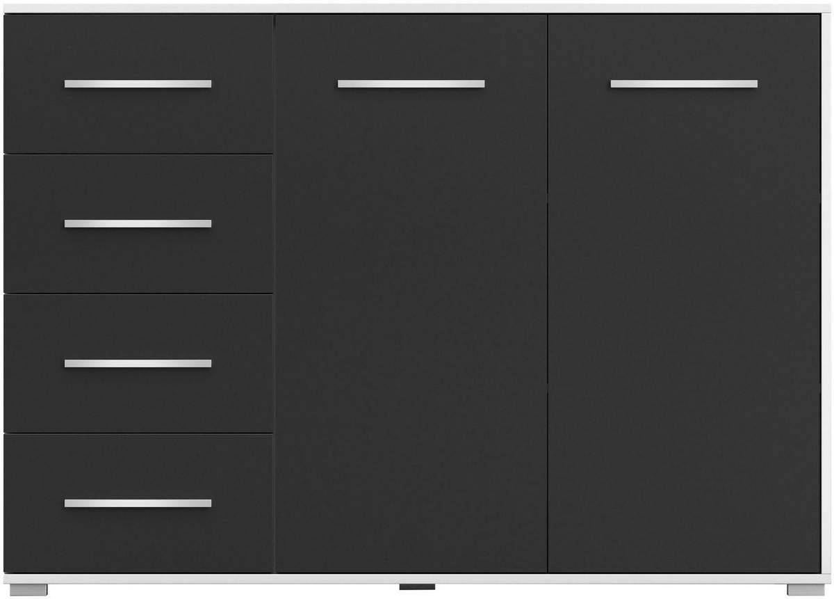 KOMMODE - Highboard IRYS 01 2D4S Weiß + Schwarz - Schwarz/Weiß, Holzwerkstoff (135/95/45cm) - Möblo