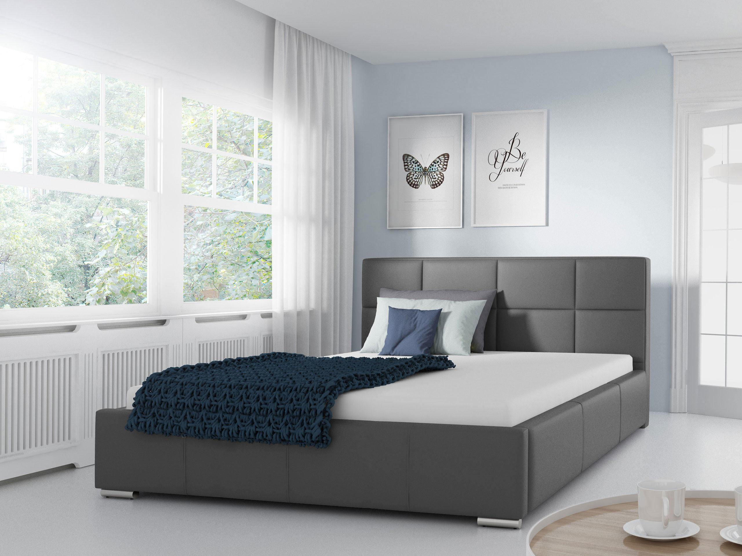 POLSTERBETT Marina - Dunkelgrau, Holz (160/200cm) - MIRJAN24