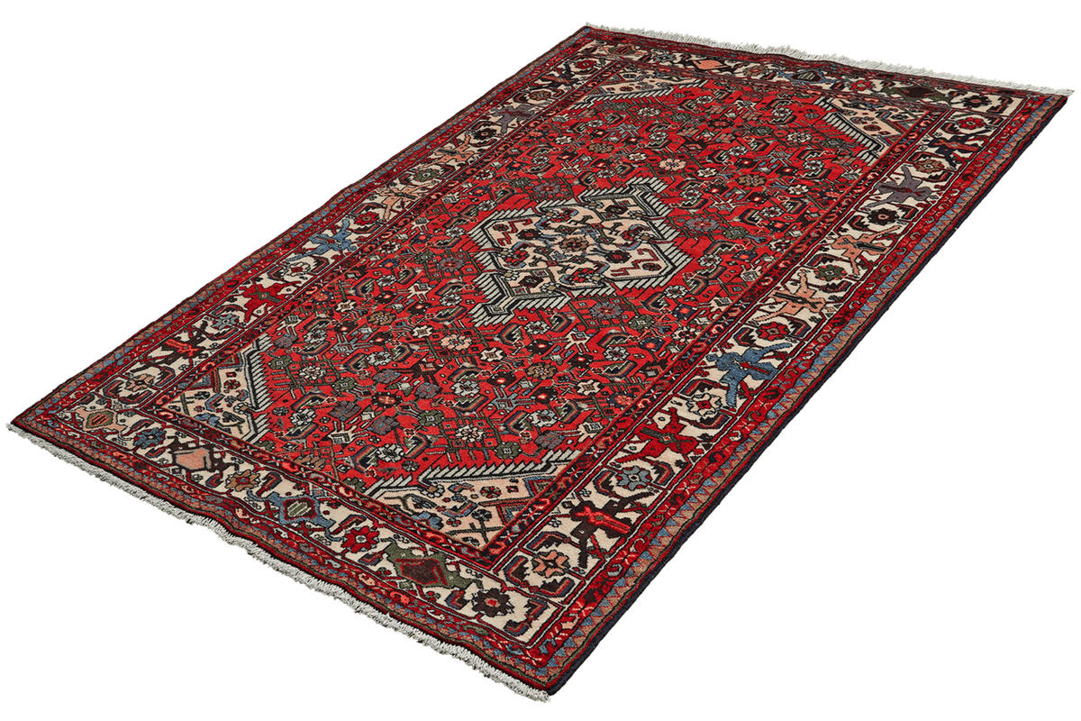 ORIENTTEPPICH handgeknüpft Assadabad Rot 198/121 cm Schurwolle - Rot, Textil (121/198cm) - Looma