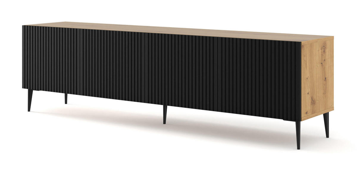 TV-LOWBOARD BEIGE - Beige/Schwarz, Holzwerkstoff (200/56/42cm) - FURNLUX