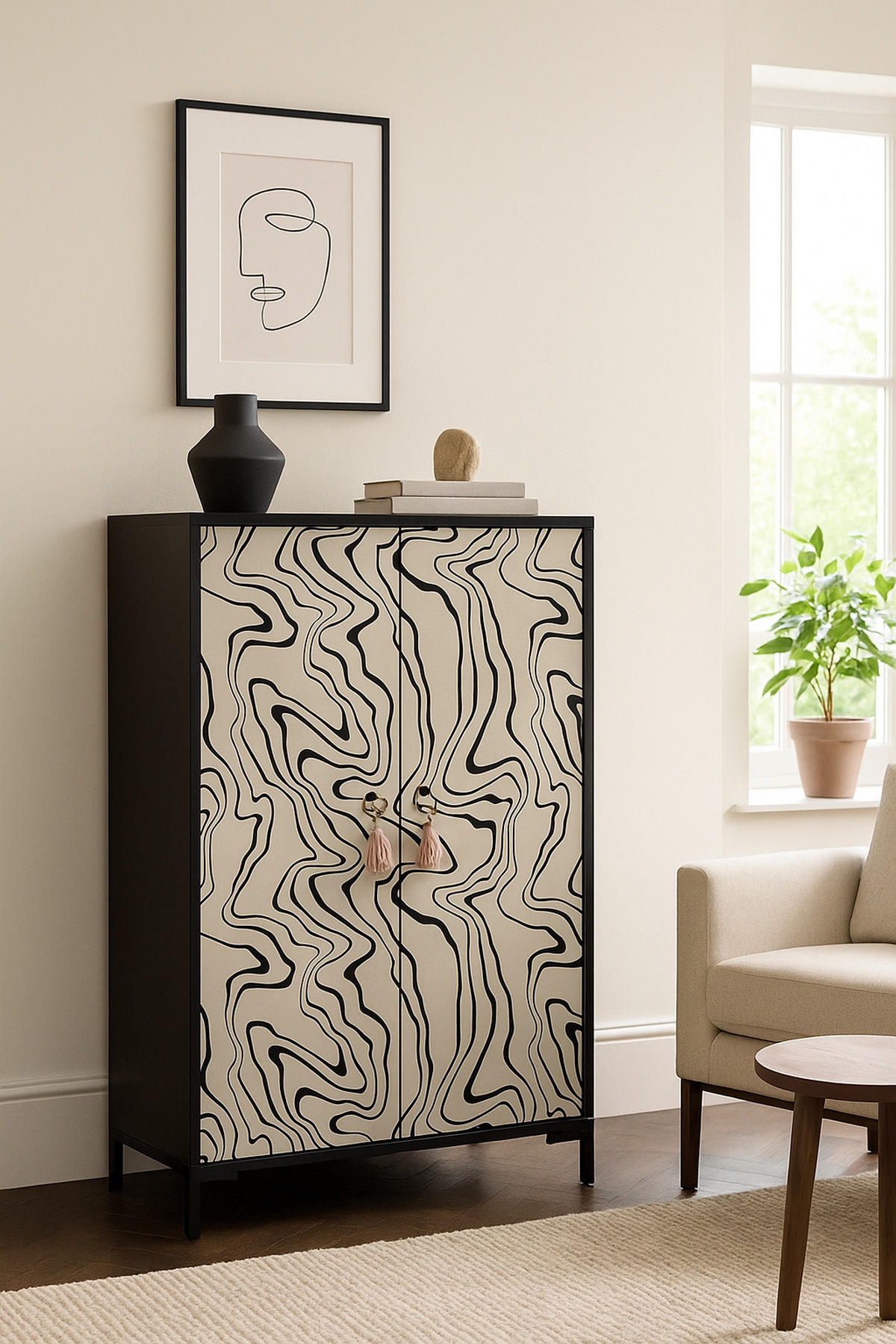 SIDEBOARD aus MDF mit 2 dekorativen Türen WALTER - Taupe, Holzwerkstoff (45/123/75cm) - RNT By Really Nice Things