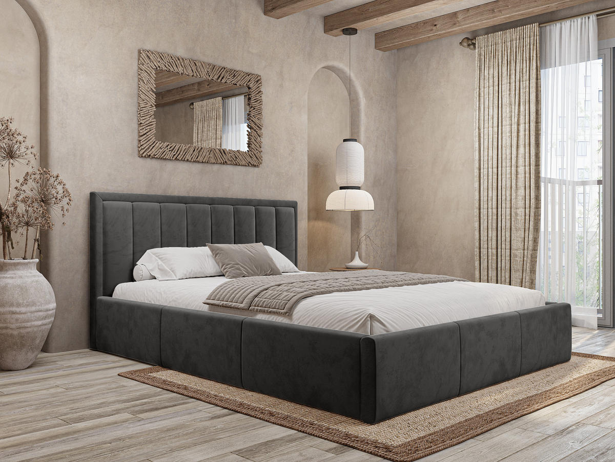 POLSTERBETT Sitia 160x200 cm, Grau - Grau, Textil (160/200cm) - Fedve