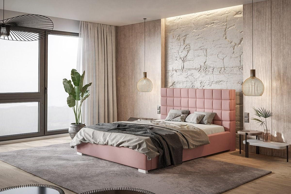 POLSTERBETT Porto mit Kopfteil, 160x200 cm, Doppelbett mit Bettkasten und Lattenrost aus Holz, Velourstoff Grau - Grau, Holz/Textil (160/200cm) - Alpi-Möbel