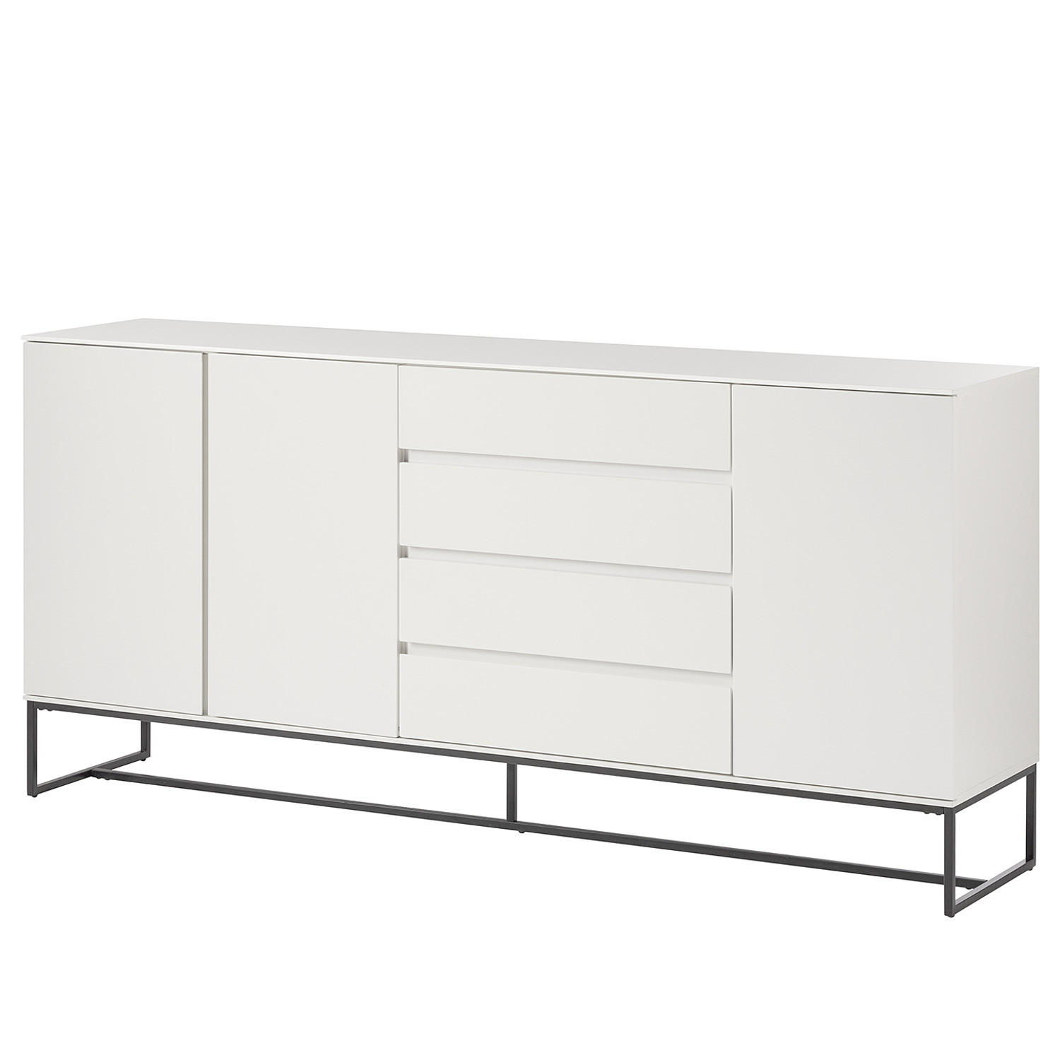 SIDEBOARD - Schwarz/Weiß, Holzwerkstoff/Metall (186/86/40cm) - home24