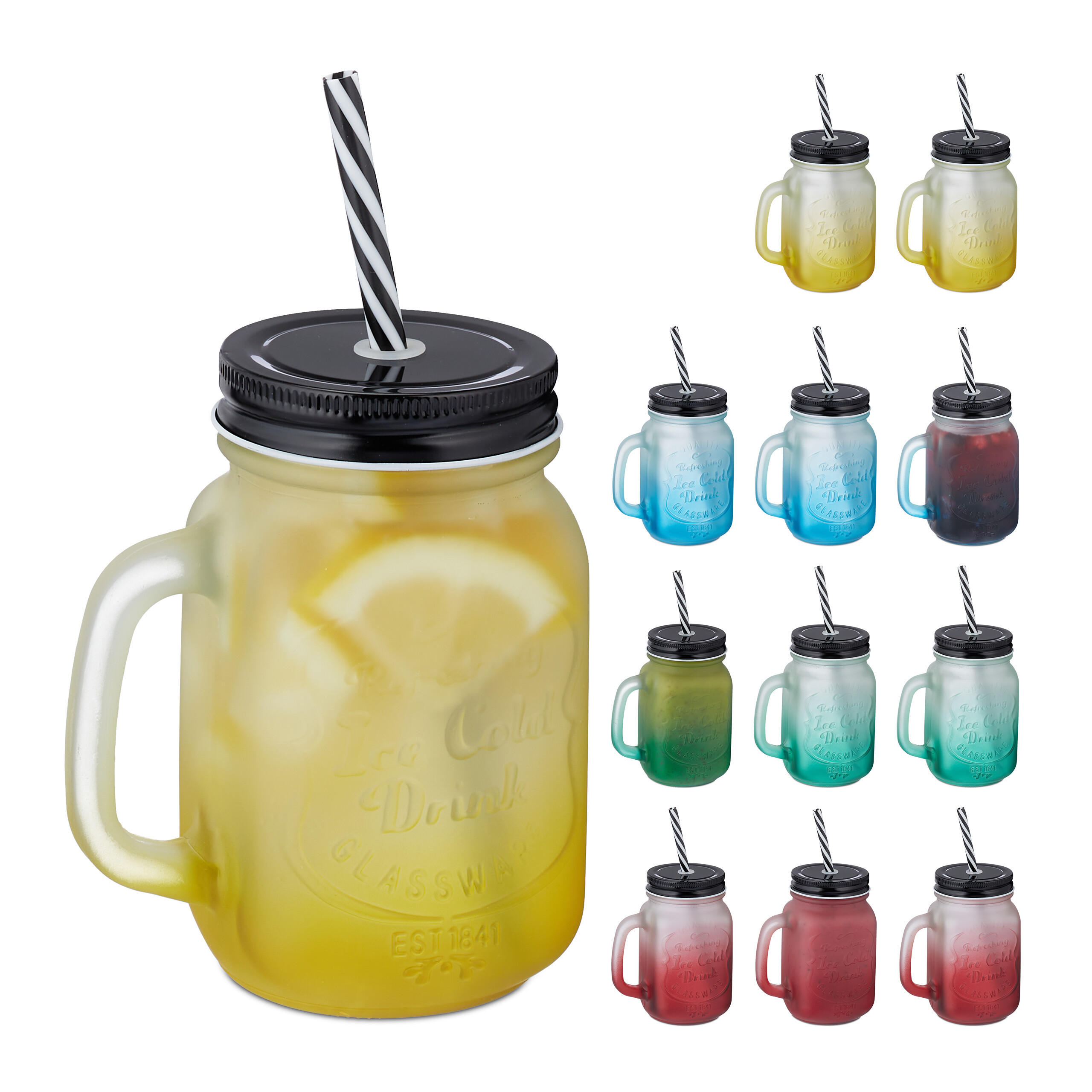 Multicolor, Glas/Kunststoff (0.4L) - Relaxdays