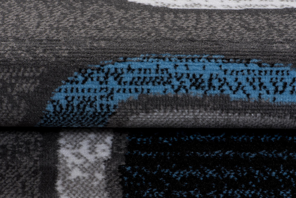 TEPPICH MAYA Blau Meliert Figuren 200/200 cm - Blau, Textil (200/200cm) - Tapiso